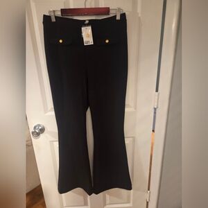 H&M Black Flare Pants with Gold Accents